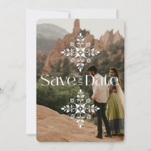 Moderne einfache Boho-Hochzeitsfoto-Save-the-Date- Einladung