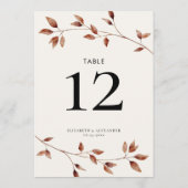 Moderne, einfache botanische Herbstlaube Hochzeite (Rückseite)