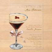 Moderne einfache Bow Espresso Martini Brautparty Acryleinladungen (Vorderseite)