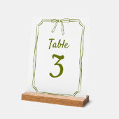 Moderne einfache Bow Hochzeitsheizung Grüne Tischn Acrylschild (Winkel)