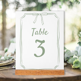 Moderne einfache Bow Hochzeitssage Grüne Tischnumm Acrylschild