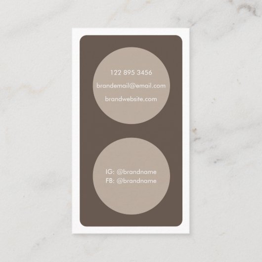 Moderne, einfache Brauncreme Minimalistisch Visitenkarte (Rückseite)