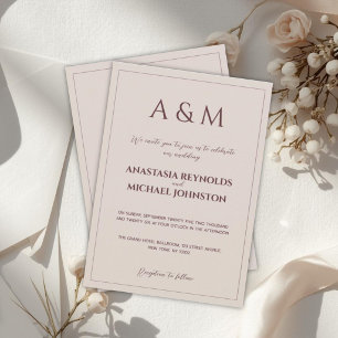 Moderne einfache braune minimalistische Hochzeit Einladung