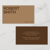 Moderne einfache braune und tanische Visitenkarte (Vorne/Hinten)