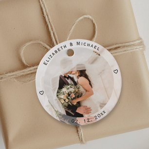 Moderne, einfache Braut und Foto Niedliche Hochzei Geschenkanhänger