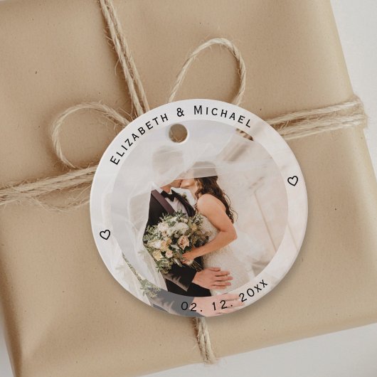 Moderne, einfache Braut und Foto Niedliche Hochzei Geschenkanhänger