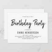Moderne, einfache Brush-Geburtstagsparty Einladungspostkarte (Vorne/Hinten)