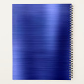 Moderne einfache Brushed Metallic Royal Blue Monog Planer (Rückseite)