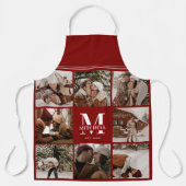 Moderne einfache Burgund Foto Collage Monogram Ges Schürze (Vorderseite)