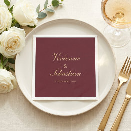 Moderne einfache burgunderrote Schrift Minimalisti Serviette