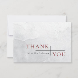 Moderne einfache Burgundy-Hochzeit in Gray Waterco Dankeskarte