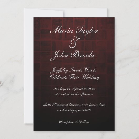 Moderne einfache Burgundy Script Typografy Wedding Einladung (Vorderseite)