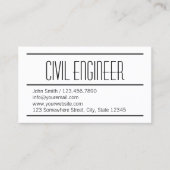 Moderne, einfache Business Card für Zivil Engineer Visitenkarte (Vorderseite)