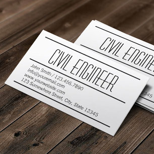 Moderne, einfache Business Card für Zivil Engineer Visitenkarte