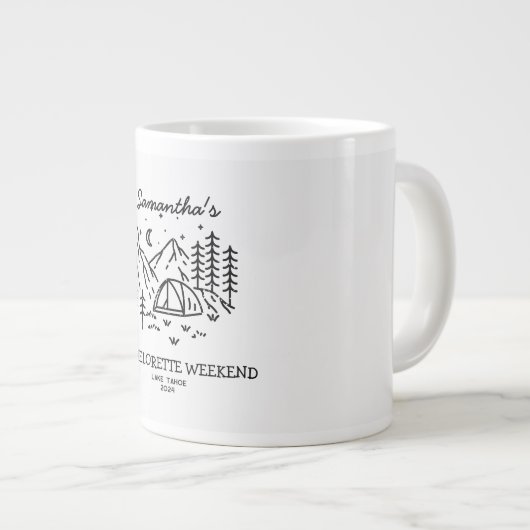 Moderne Einfache Camping Junggeselinnen-Abschied N Jumbo-Tasse (Vorderseite Rechts)