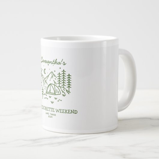 Moderne Einfache Camping Junggeselinnen-Abschied N Jumbo-Tasse (Vorderseite Rechts)