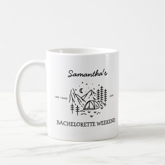 Moderne Einfache Camping Junggeselinnen-Abschied N Kaffeetasse (Links)