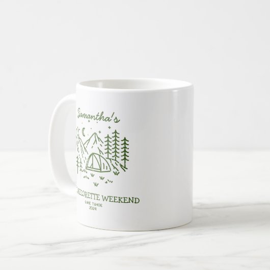 Moderne Einfache Camping Junggeselinnen-Abschied N Kaffeetasse (Vorderseite Links)