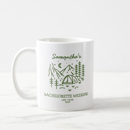 Moderne Einfache Camping Junggeselinnen-Abschied N Kaffeetasse (Links)