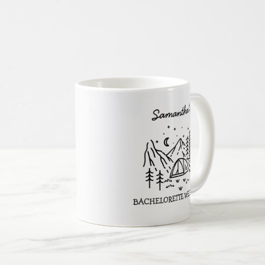 Moderne Einfache Camping Junggeselinnen-Abschied N Kaffeetasse (VorderseiteRechts)