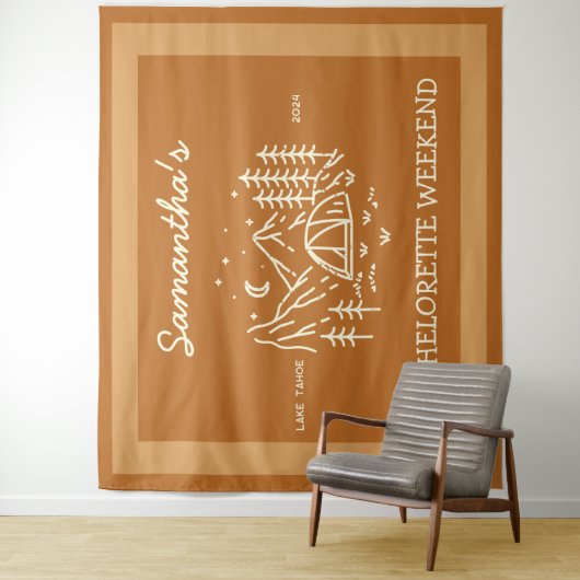 Moderne Einfache Camping Junggeselinnen-Abschied N Wandteppich (Beispiel)