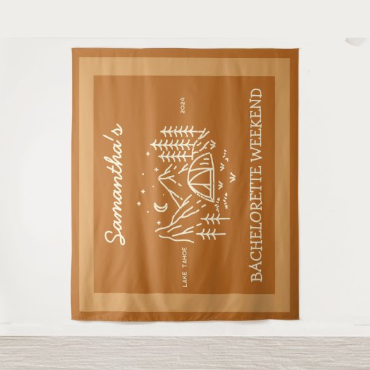 Moderne Einfache Camping Junggeselinnen-Abschied N Wandteppich (Vorderseite)