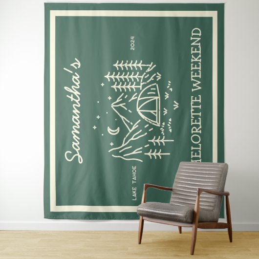 Moderne Einfache Camping Junggeselinnen-Abschied N Wandteppich (Beispiel)