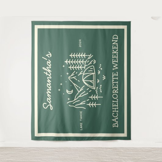 Moderne Einfache Camping Junggeselinnen-Abschied N Wandteppich (Vorderseite)