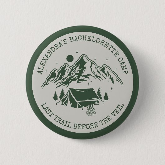 Moderne einfache Camping-Wochenend-Junggesellinnen Button (Vorderseite)