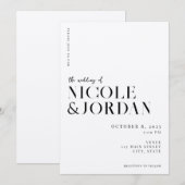 Moderne einfache Chic Black und Ecru Wedding Einladung (Vorne/Hinten)