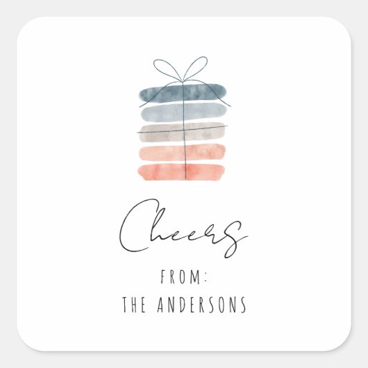 Moderne einfache chic Cheers! Geschenk für dich Quadratischer Aufkleber (Vorderseite)