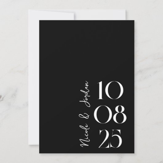 Moderne, einfache Chic-Hochzeit Save The Date (Rückseite)