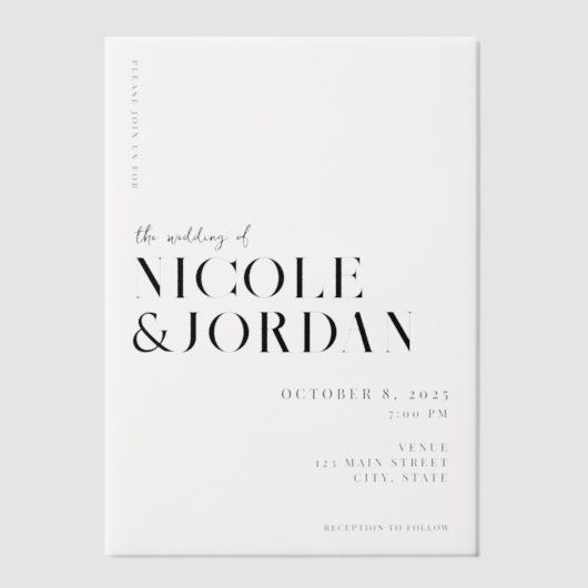 Moderne Einfache Chic Vellum Hochzeitseinladung Pergament Einladungen (Vorderseite)