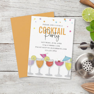 Moderne einfache Cocktailparty Minimalistisch Oran Einladung