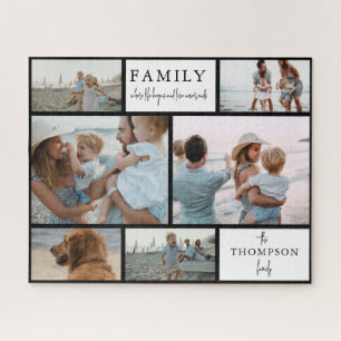 Moderne einfache Collage Familienfoto Schrift Puzzle