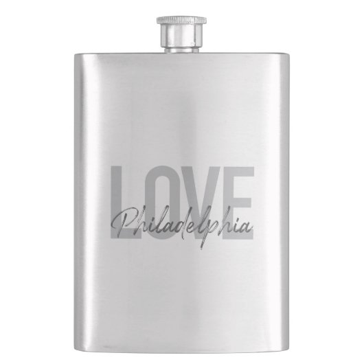 Moderne, einfache, coole Design-Liebe Philadelphia Flachmann (Vorderseite)