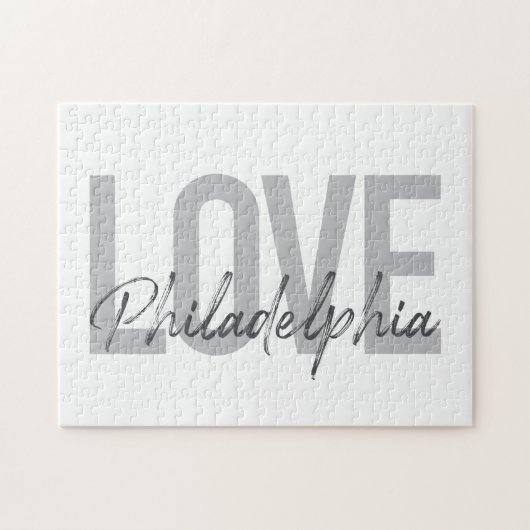 Moderne, einfache, coole Design-Liebe Philadelphia Puzzle (Horizontal)