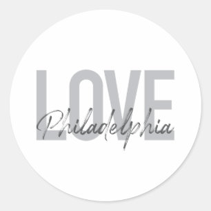 Moderne, einfache, coole Design-Liebe Philadelphia Runder Aufkleber