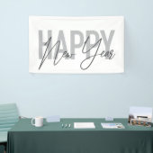 Moderne, einfache, coole Typografie des Happy New Banner (Messeveranstaltung)