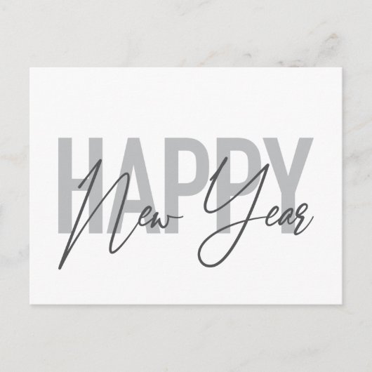 Moderne, einfache, coole Typografie des Happy New  Postkarte (Vorderseite)