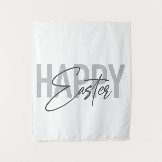 Moderne, einfache, coole Typografie Happy Oaster Wandteppich (Vorderseite)
