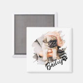 Moderne einfache coole Typografie Name und Foto de Magnet (Vorderseite/Rückseite)