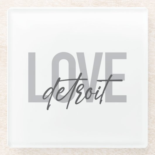 Moderne, einfache, coole, urbane Design Liebe Detr Glasuntersetzer (Vorderseite)
