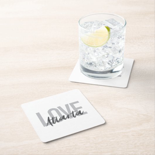 Moderne, einfache, coole, urbane Liebe Atlanta Rechteckiger Pappuntersetzer (Vor Ort)