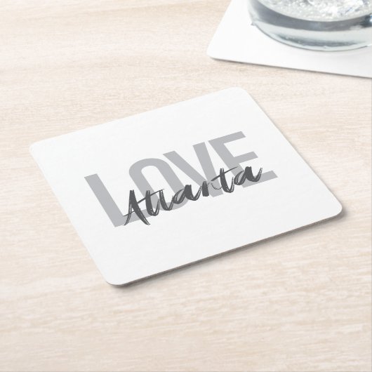 Moderne, einfache, coole, urbane Liebe Atlanta Rechteckiger Pappuntersetzer (angewinkelt)