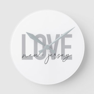 Moderne, einfache, coole, urbane Liebe New Jersey Runde Wanduhr