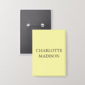 Moderne einfache Creme-Trend-Minimalist Plain Name Button (Vorderseite/Rückseite)