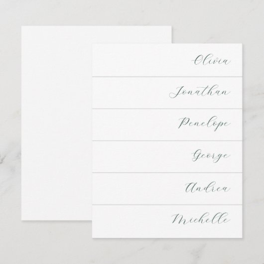 Moderne einfache Cursive Wedding Name Platzkarte (Vorne/Hinten)