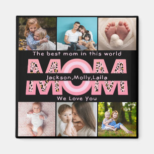 Moderne einfache Custom 6 Foto Collage Mutter Tag Magnet