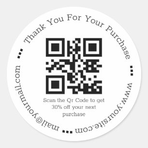 moderne, einfache Dankeschön Business qr Code Runder Aufkleber